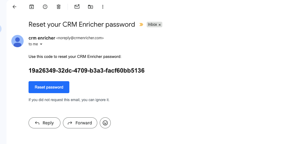 Password Reset Email
